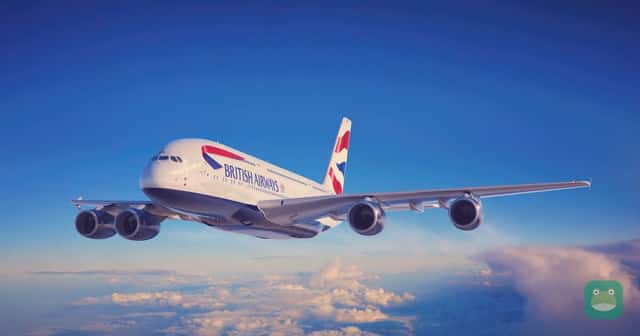 British Airways Airbus A380 in flight; representative airline photograph