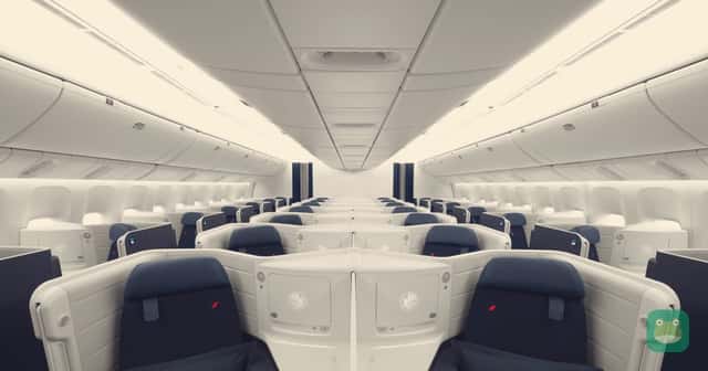 Air France's Boeing 777 business cabin. Lounge admission depends on the award fare and any separate entitlement.